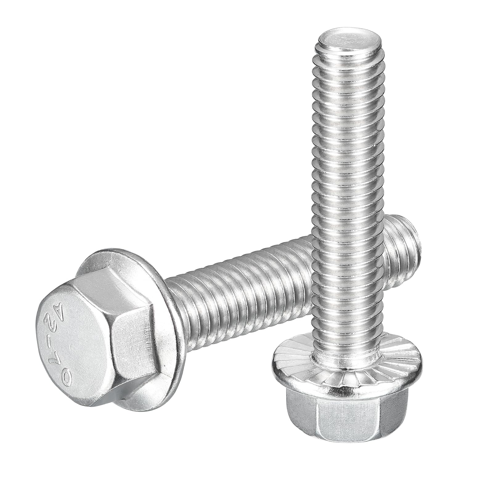 uxcell 25Pcs 3/8-16 x 1-3/4" Flanged Hex Head Bolts, 304 Stainless Steel Flange Hexagon Screws, Flange Hex Drive Screws 5.8 Grade for Machinery