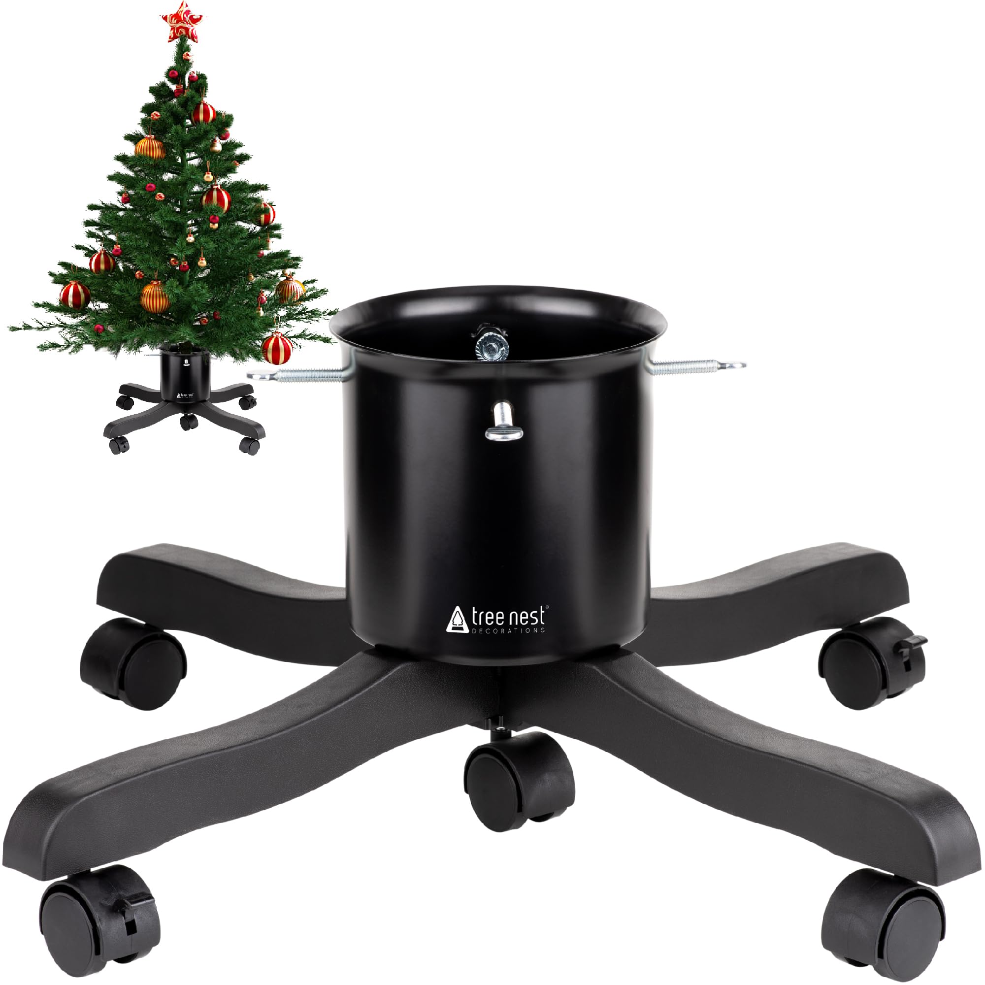 Tree Nest Christmas Tree Stand Base for Live Real Trees Tree Holder Xmas Tree Stand up to 6.5ft with Wheels 0.53 Gal Water Reservoir Goodjob Black