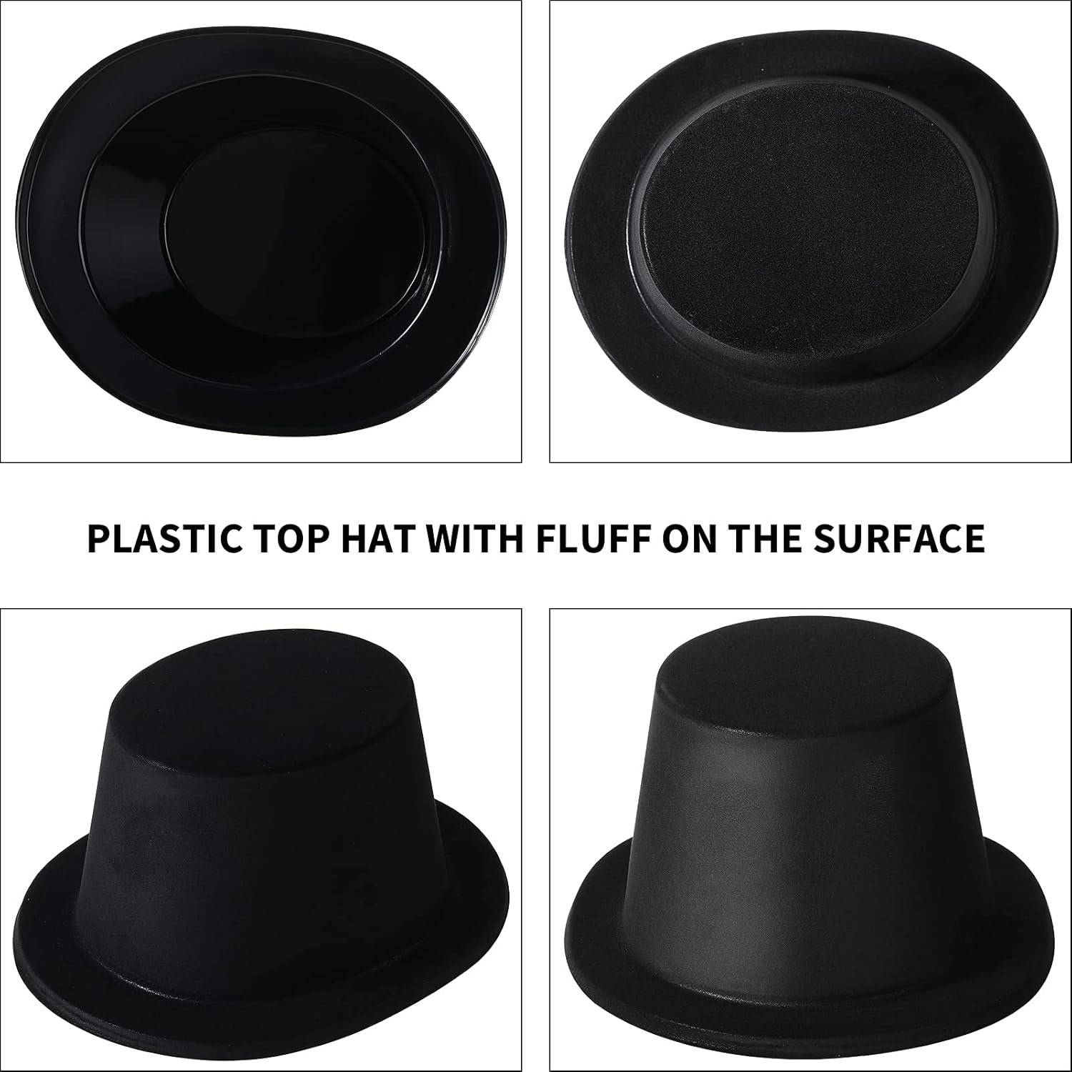 SATINIOR Top Hat 24 Pieces Black Plastic Top Hat for Women Magician Costume for Men Child Kids Birthday Party Supplies