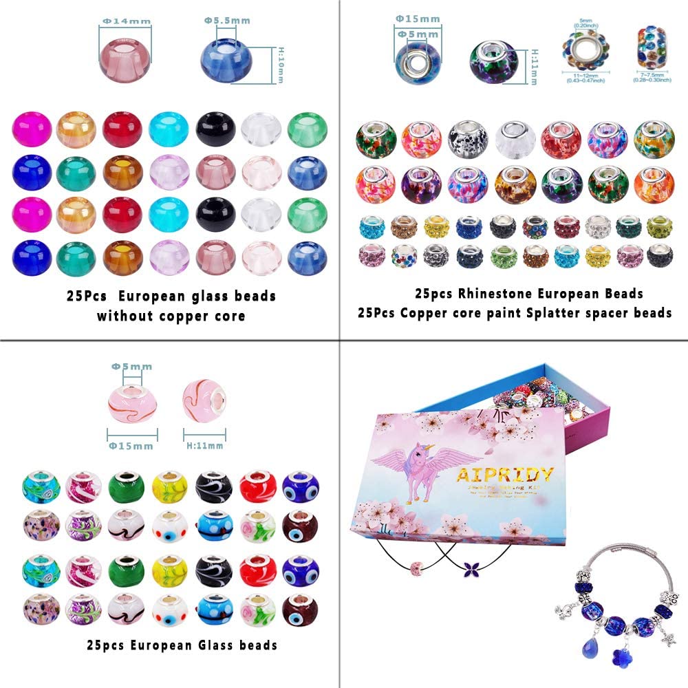 by (Patterns hand) 銅製の大きな穴ガラススペーサーを持つ100個の品揃えのヨーロッパビーズは、銅のコアのランプワークのないカラフルビーズビーズラインストーンクラフトビーズ…