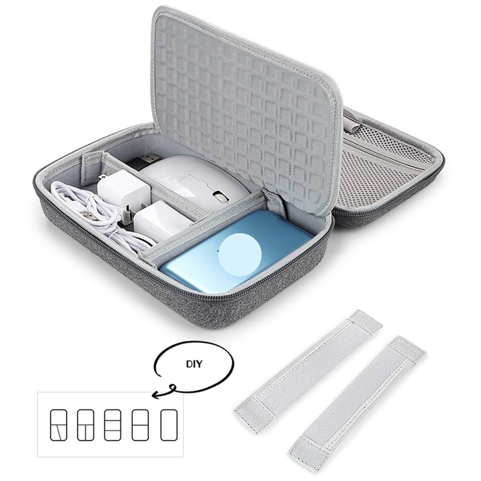 Sac De Rangement pour CâBles Sac de Rangement Portable de Grande capacité, 2 pièces, Organisateur d'accessoires électroniques de Voyage, Tablette, câble de Disque Dur(Grey)