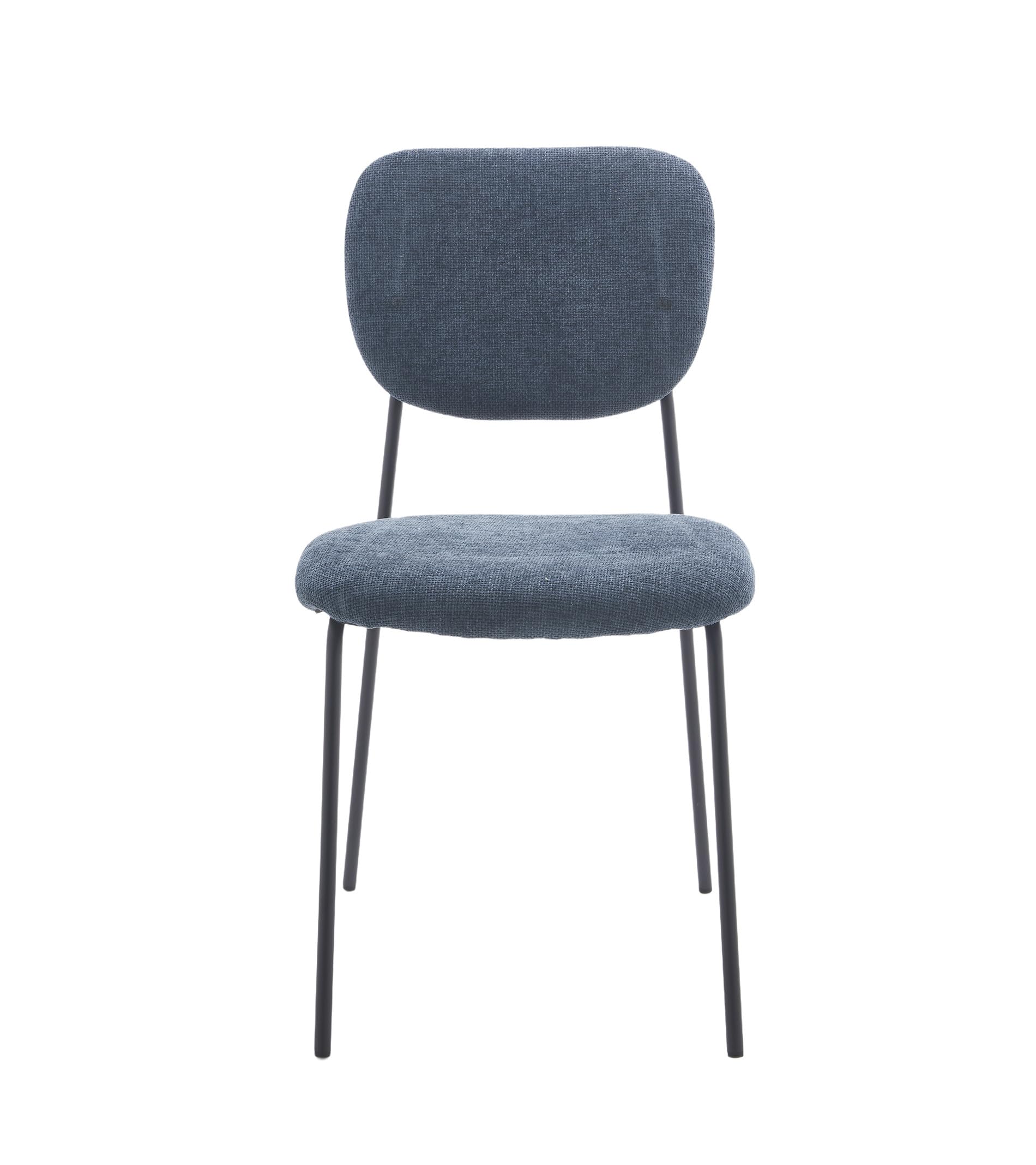 Home Heavenly® Pack 4 Sillas Tull – Sillas Apilables con Estructura Metálica, Tapizado en Tela Poliéster, Diseño Moderno para Comedor, Cocina y Eventos (85x51x44 cm) Color Azul