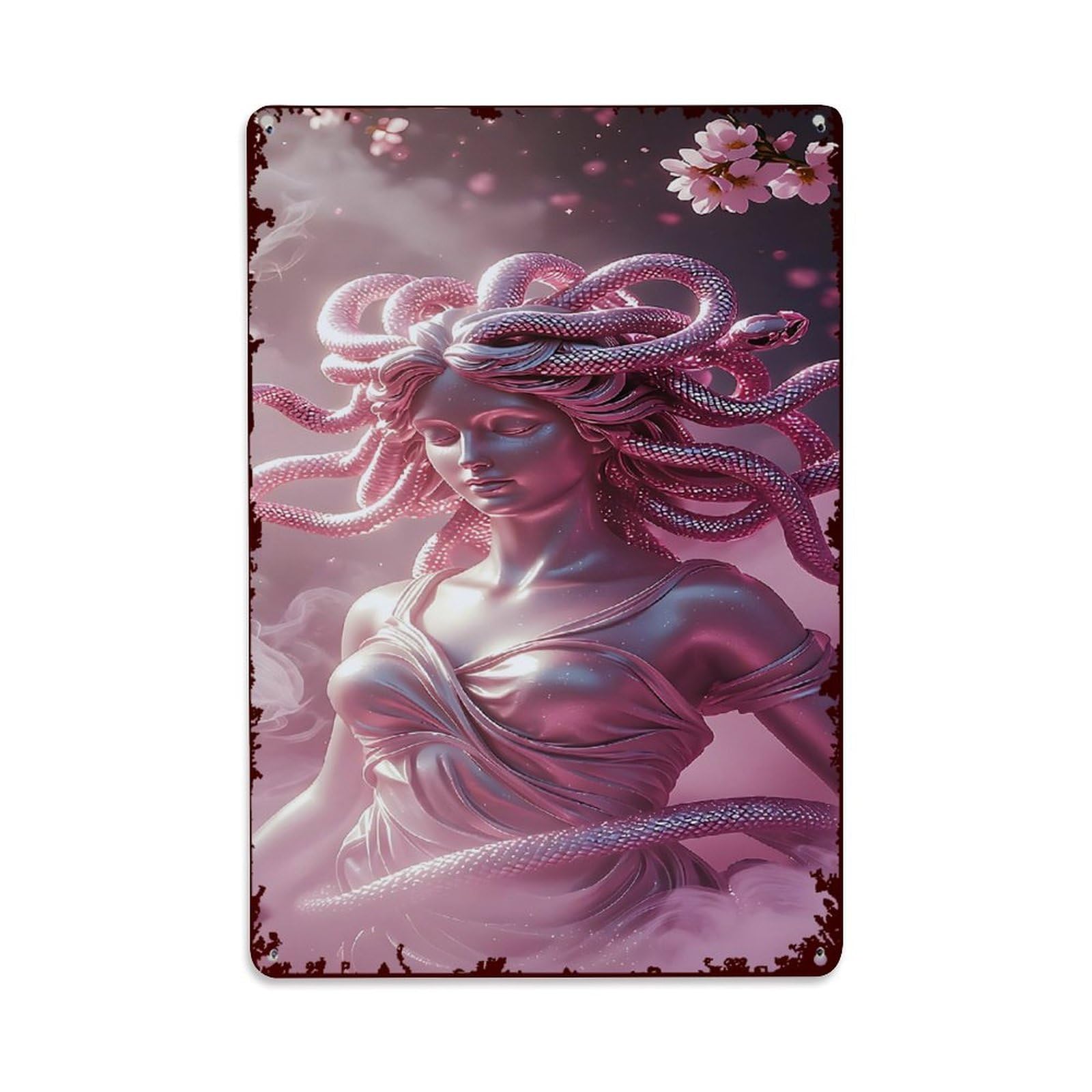 Jdfenggu Vintage Mythical Serpent Hair Goddess Art Retro Metal Tin Sign, Decor Art Poster For Bar, Home, Man Cave, Kitchen, Laundry Room Gift 8X12inch