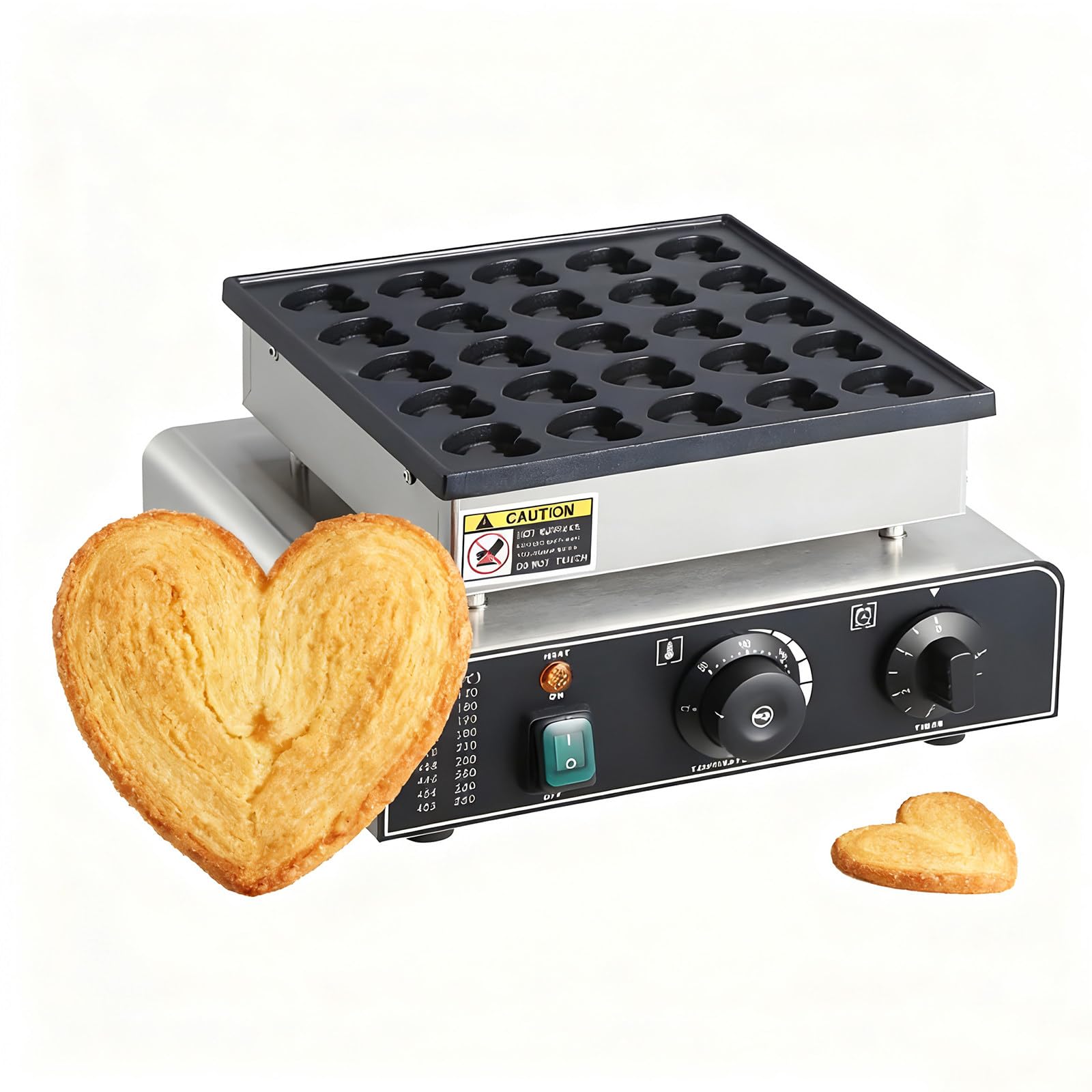 Mini naleśnikarka, 25 szt. holenderskich gofrownic do muffinek, grill ze stali nierdzewnej z powłoką nieprzywierającą, komercyjna elektryczna maszyna do dorayaki, kontrola temperatury Heart