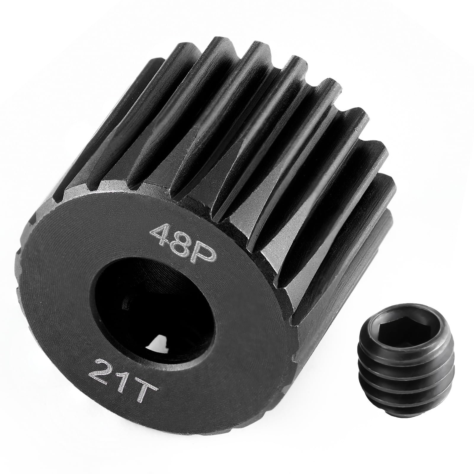 Runup Steel 48P 5 mm Bore Sprocket Motor Gear 17-29T for Arrma HPI Kyosho Losi Axial Tra-xxas Tamiya 1/5 1/6 1/8 1/10 RC Car Monster Truck Buggy (21T)