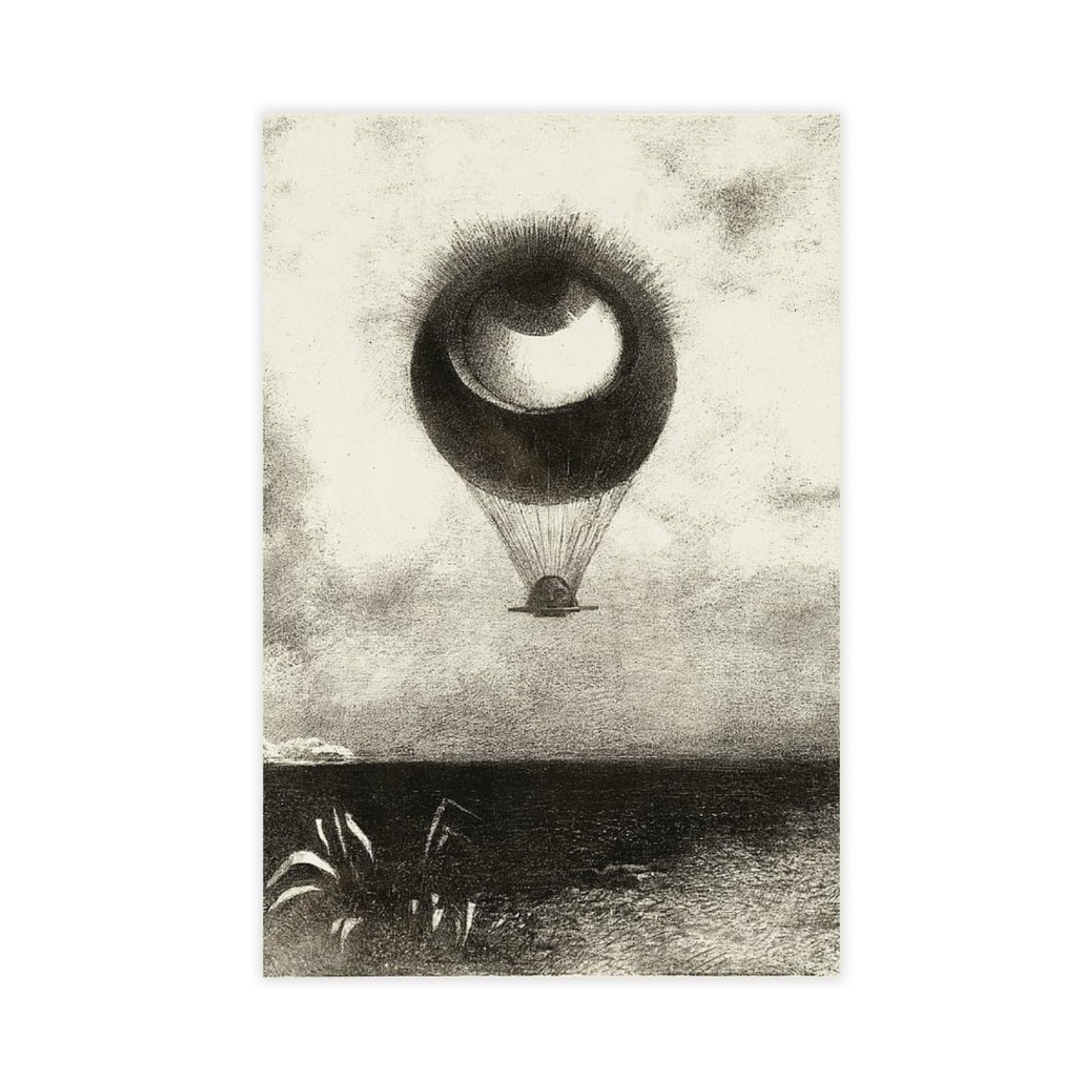 WCYB The Eye, Like A Strange Balloon, Mounts Toward Infinity by Odilon Redon Canvas Prints Posters Canvas Deco Paintings Wall Art For Office Living Room Un
