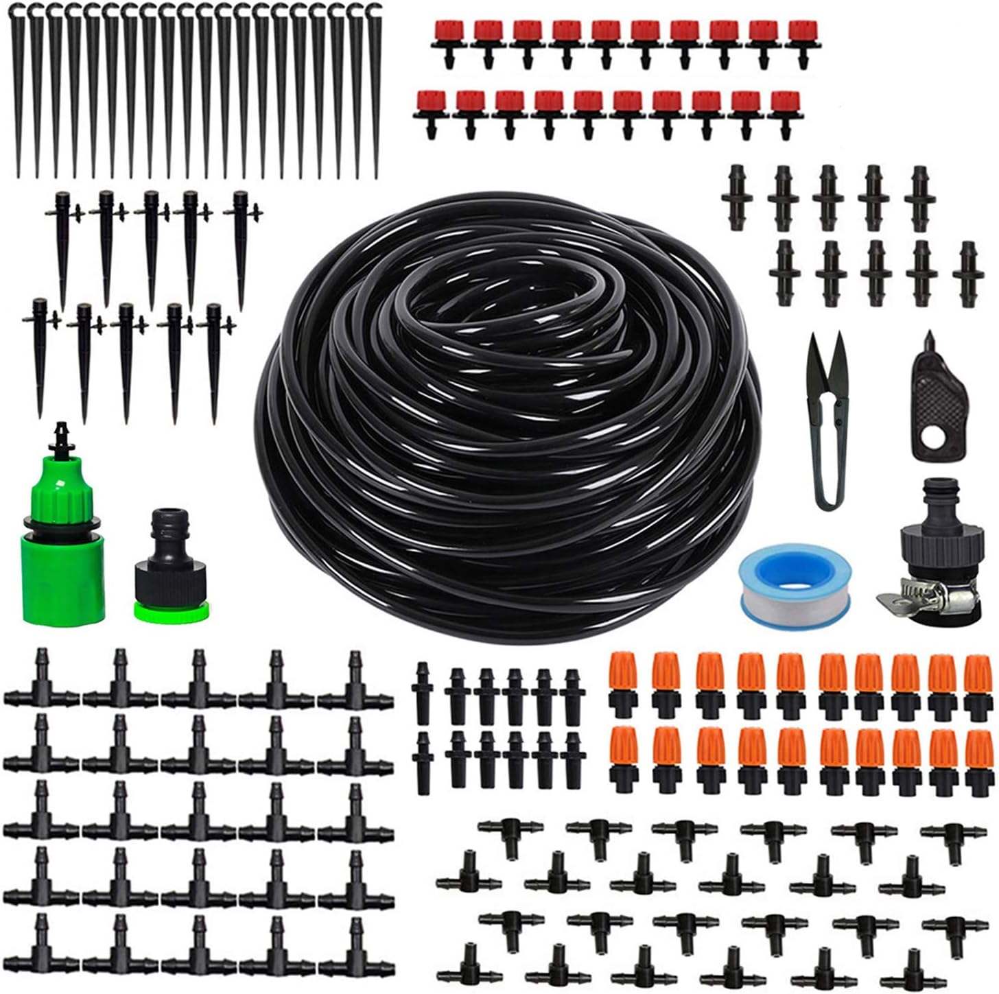 Drip Irrigation,Garden Irrigation System,DIY Plant Watering System,Distribution Tubing Hose,Saving Water Kit Accessories,Automatic Irrigation Equipment Set for Garden Greenhouse,Patio,Lawn