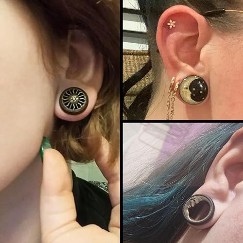 Miniatura 5 de Juego de expansores Qmcandy para oreja, de madera orgánica y acrílico, de 0 g a 34 pulgadas