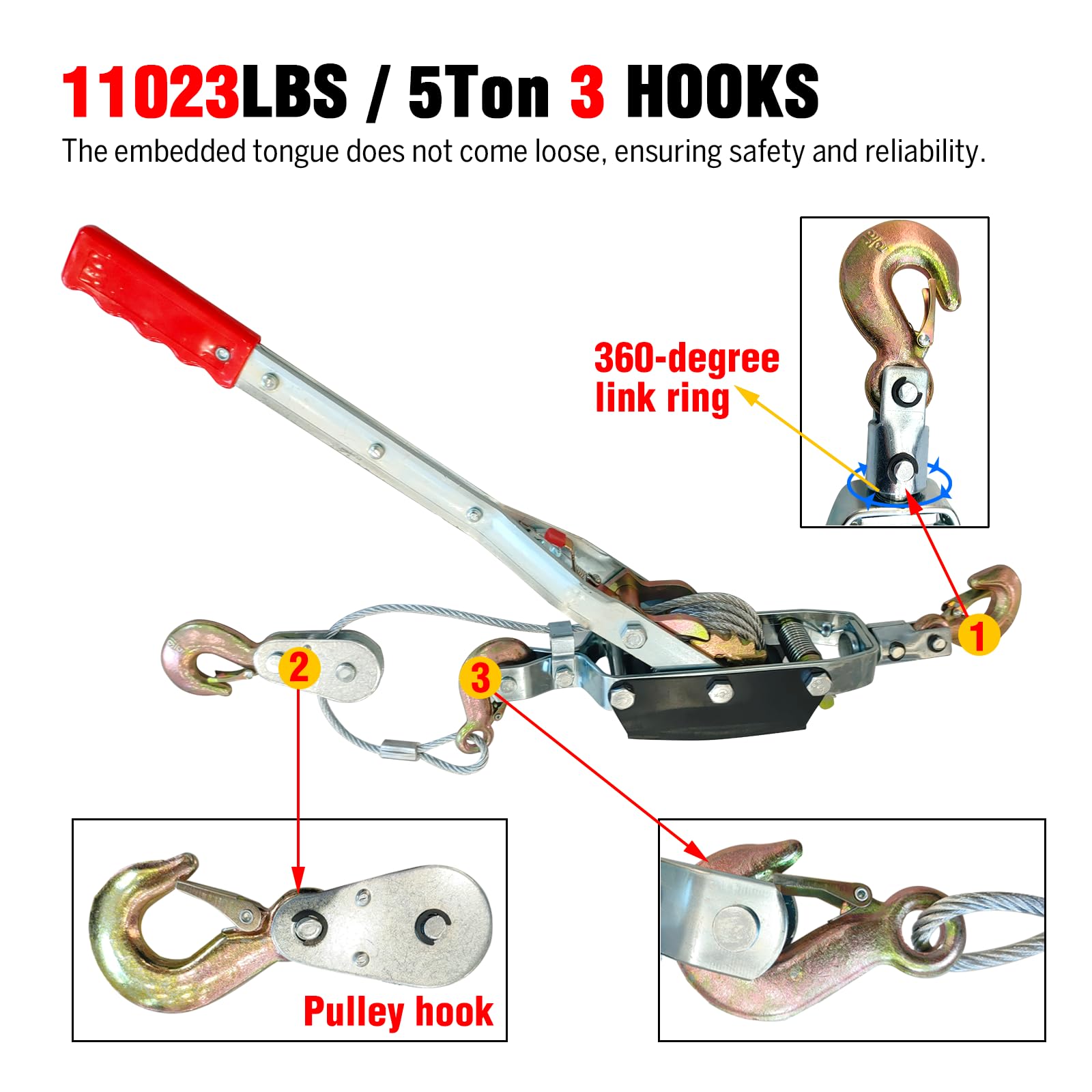 Come Along Winch - 11000 lbs Pulling Power -7
