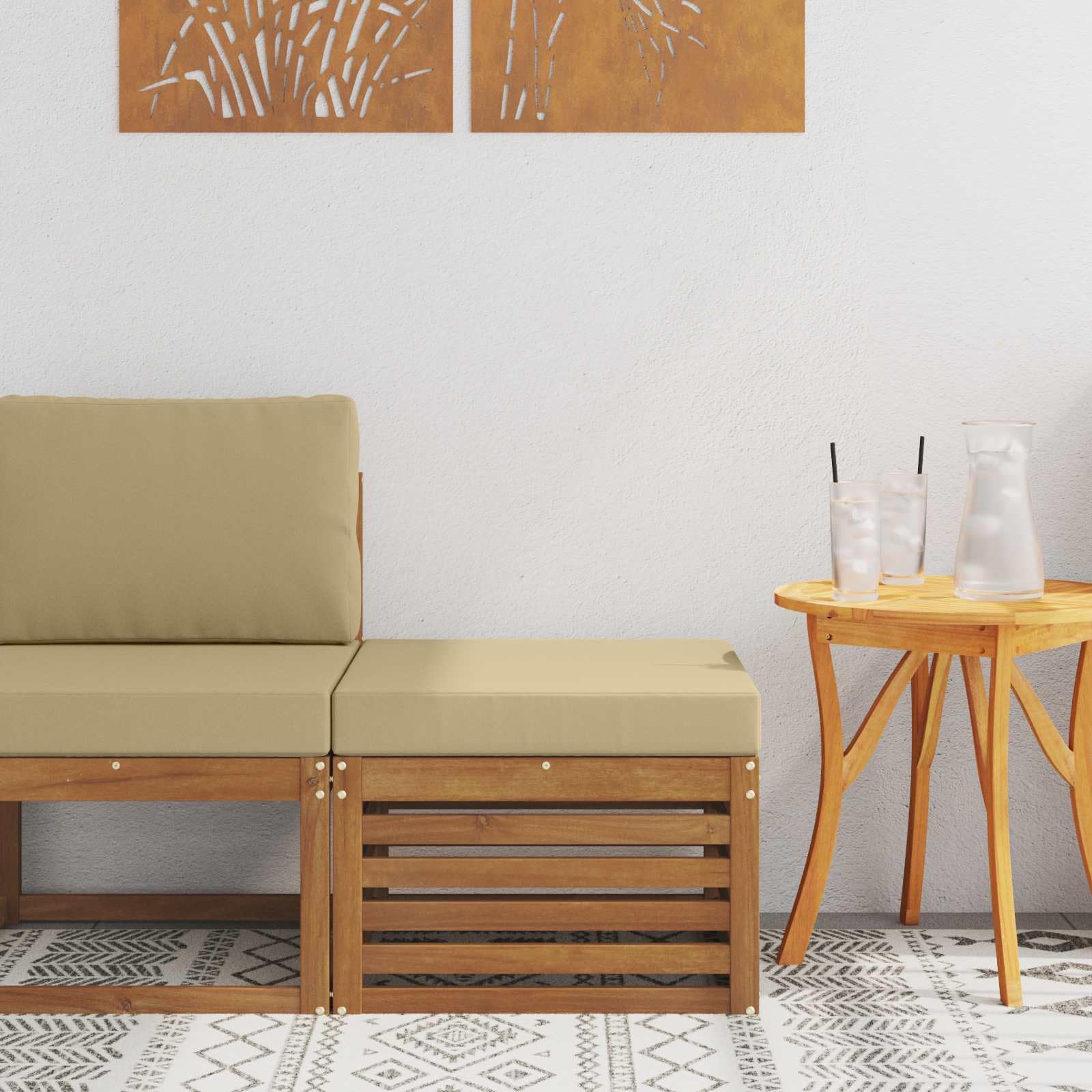 vidaXL Pouf d'Extérieur Bois d'Acacia Massif Naturel, Mobilier de Jardin Moderne, résistant aux intempéries, canapés élégants pour Balcon, Bois Solide et Flexible