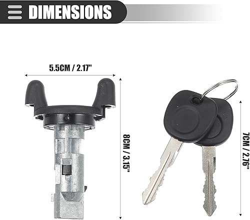 Miniatura 5 de Motoforti Cilindro de bloqueo del interruptor de encendido, para Chevrolet Silverado 1500 2500 1999-2004, metal, con 2 llaves, tono negro plateado,