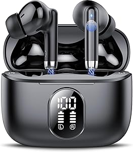 2026 New Bluetooth Headphones, Wireless Bluetooth 5.4 HiFi Stereo Headphones with 4 ENC Mic, 40H Wireless Bluetooth Headset with Screen, Wireless Earphones for Android iOS, Pure Black
