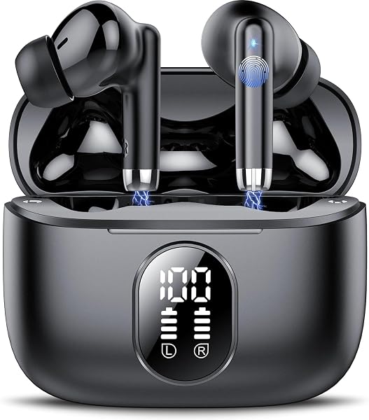 2026 Nuevo Auriculares Bluetooth, Auriculares Inalambricos Bluetooth 5.4 HiFi Estéreo con 4 ENC Mic, 40H Cascos Inalambricos Bluetooth con Pantalla, Audifonos Inalambricos para Android iOS, Negro Puro - 1