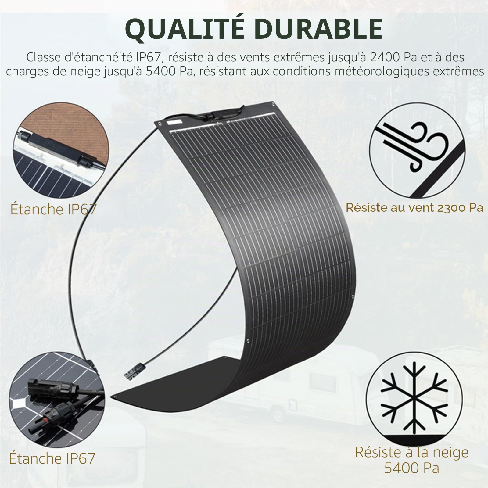XINPUGUANG Panneau solaire Souple 105 W pour camping-car, bateaux
