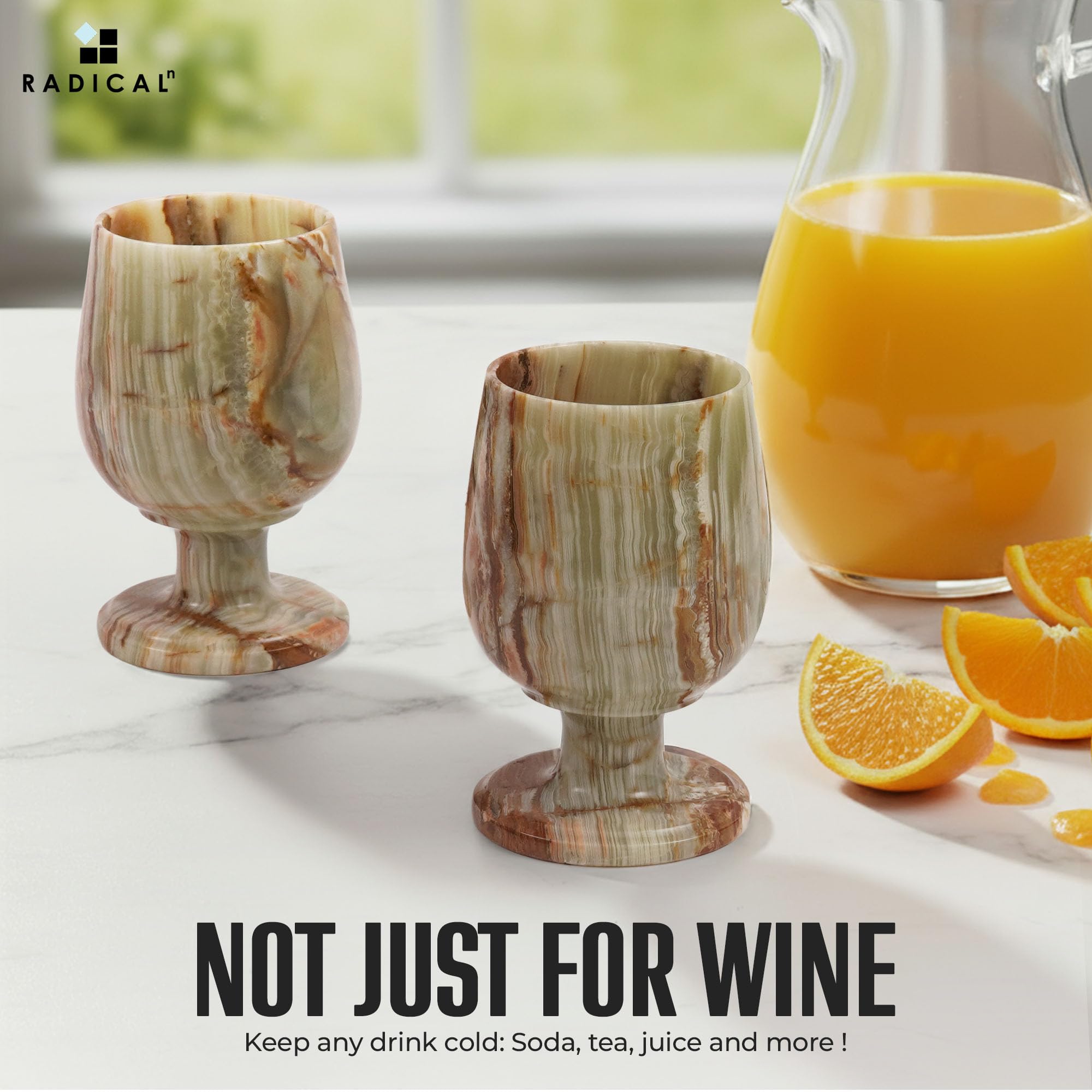 Amazon | Radicaln 大理石ワイングラスセット 5インチ グリーン