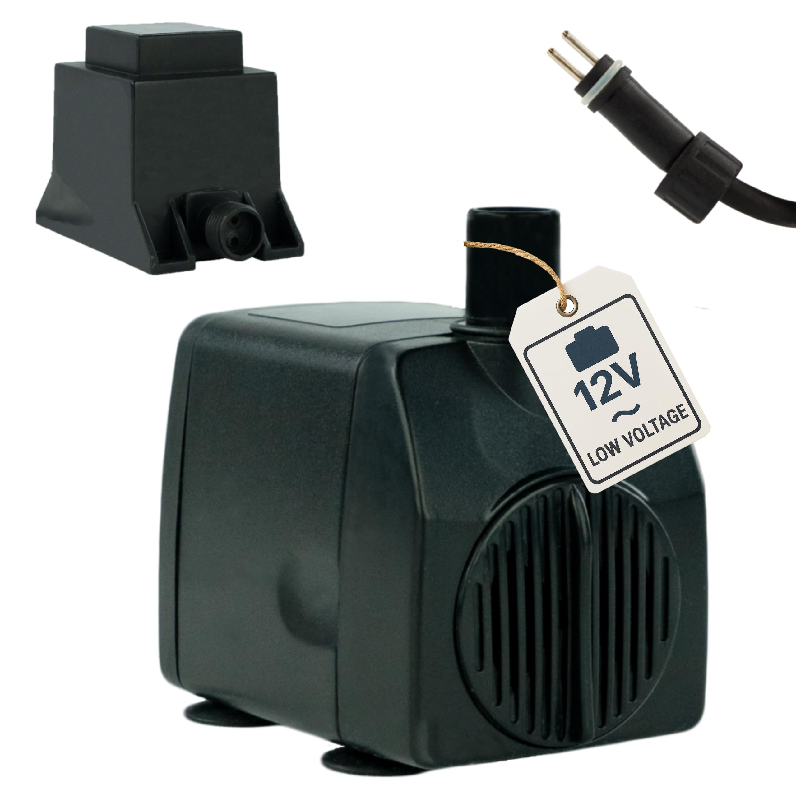 Wasserspiel-Pumpe 12 V – 750 L/H, nur 11 Watt, 7m Kabel, extrem leise, 140 cm Förderhöhe, Teichpumpe, Wasserpumpe, Aquariumpumpe und Zimmerbrunnen-Pumpe | Tauchpumpe | Springbrunnepumpe | KEP750L