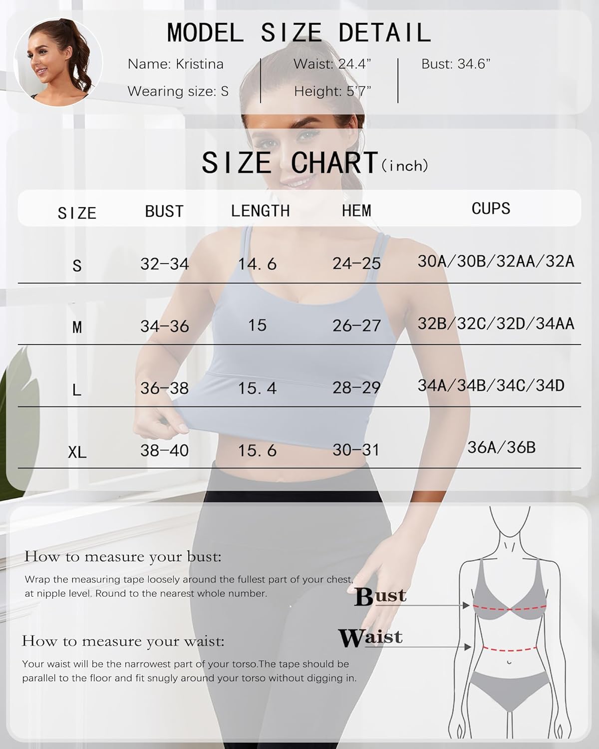 Everrysea Sports Bras for Women High Support Longline Workout Tank Tops Built in Bra Strappy Yoga Padded Crop Top - Image 6