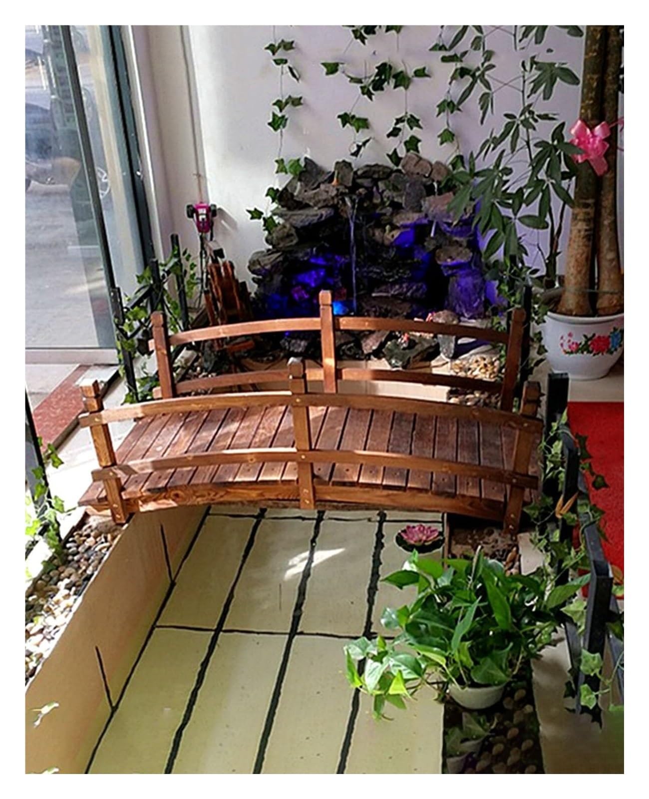Wooden Garden Bridge, Wood Arc Footbridge, Arch Backyard Garden Bridge, Deck Patio Shed Footbridge, Small Garden Walkway Bridges