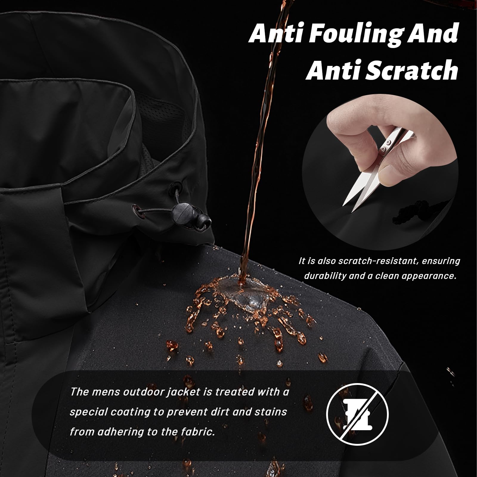 Chubasquero Impermeable para Hombre para Exteriores Transpirable Antiincrustante Chubasquero para Senderismo Cortavientos con Capucha Desmontable y Bolsillo con Cremallera
