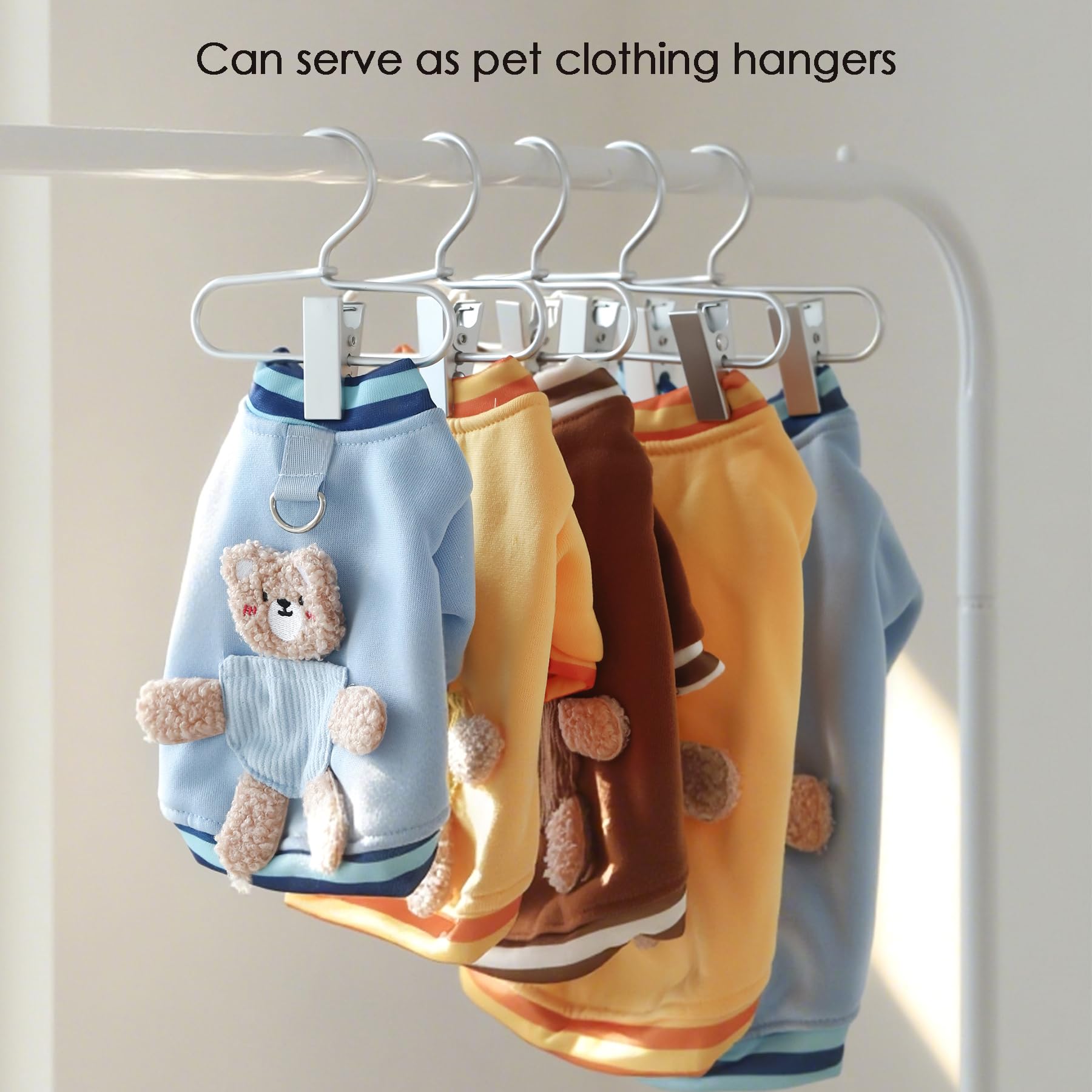 SHIMOYAMA Grucce appendiabiti per bambini con clip, antiscivolo e regolabili, confezione da 6 pezzi, in alluminio (18 cm), piccole grucce per vestiti per neonati e animali domestici
