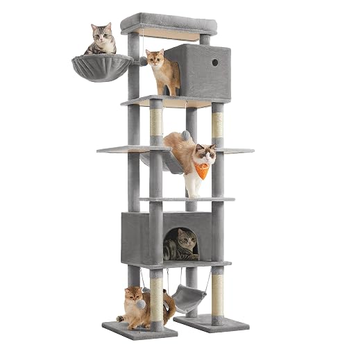 Feandrea Árbol Grande para Gatos, Rascador Multinivel para Gatos XXL, 201 cm de Altura, con una Plataforma
