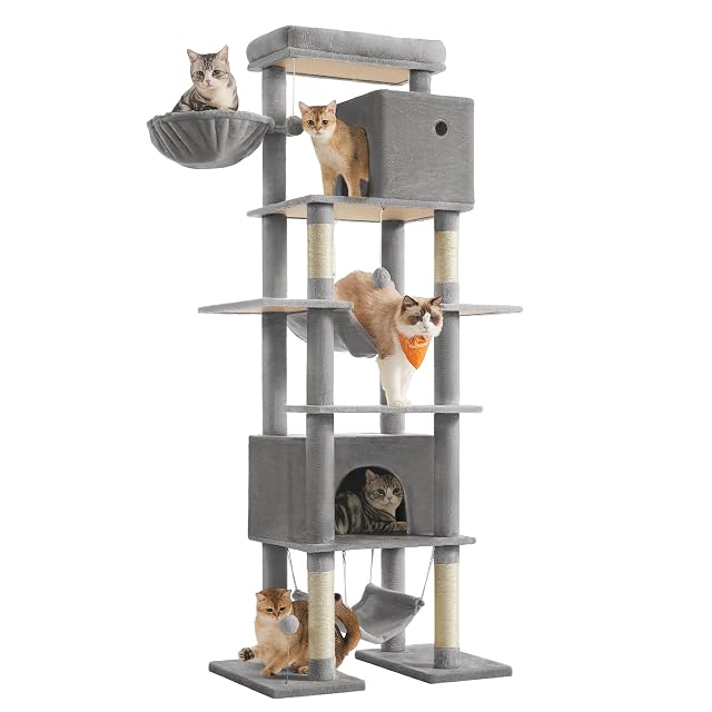 Feandrea Árbol Grande para Gatos, Rascador Multinivel para Gatos XXL, 201 cm de Altura, con una Plataforma