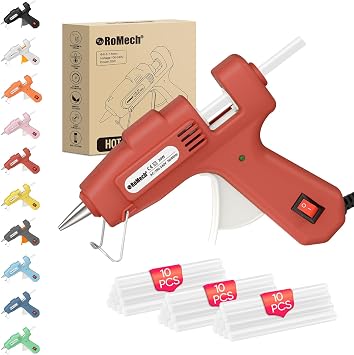ROMECH 20W Mini Hot Glue Gun with 30 Glue Sticks Set, Fast Preheating Hot Glue Gun Kit Heavy Duty Gluegun for Craft, DIY, Repairs (Red)
