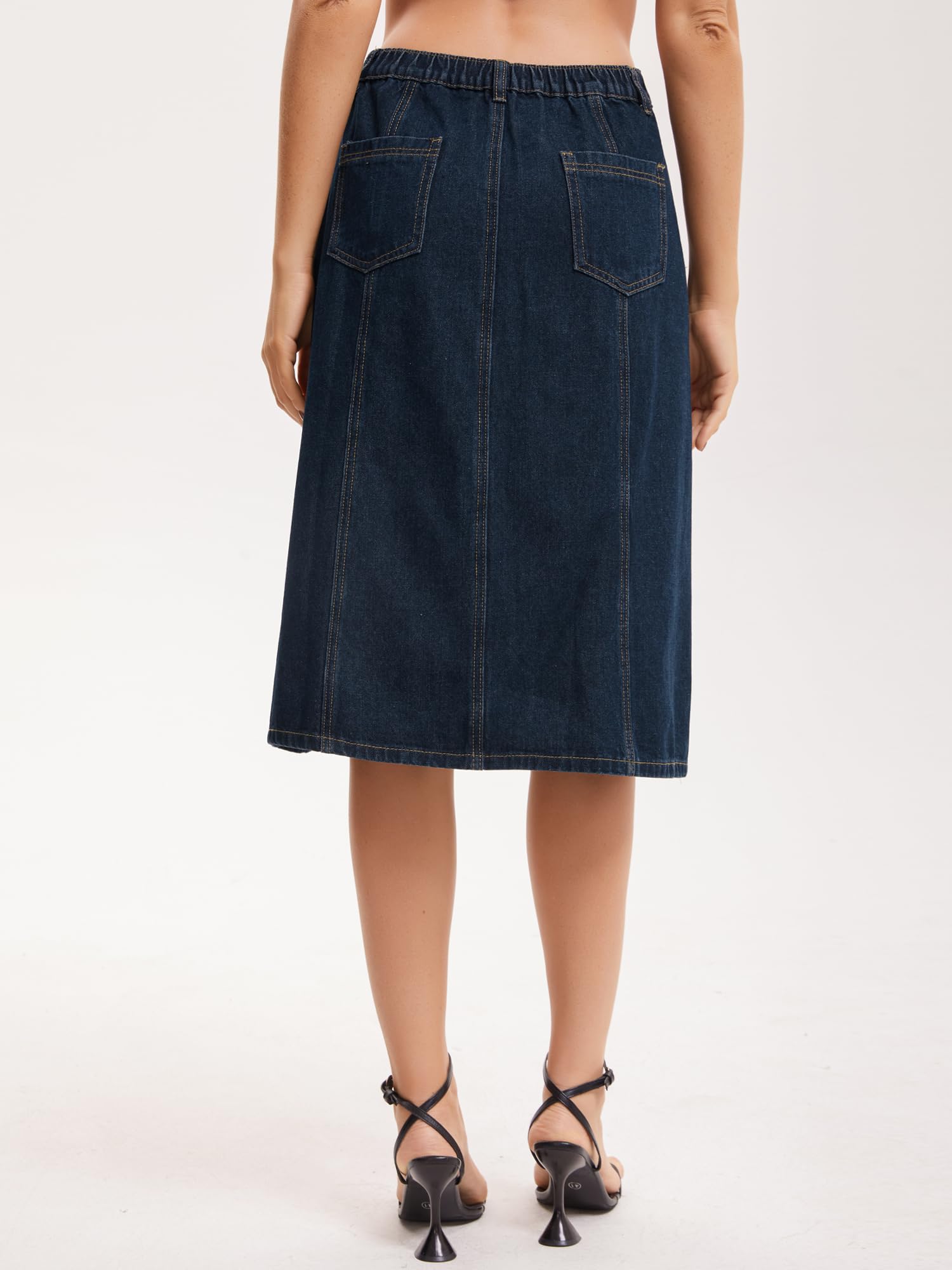 Damen A-Linie Jeansrock Midi