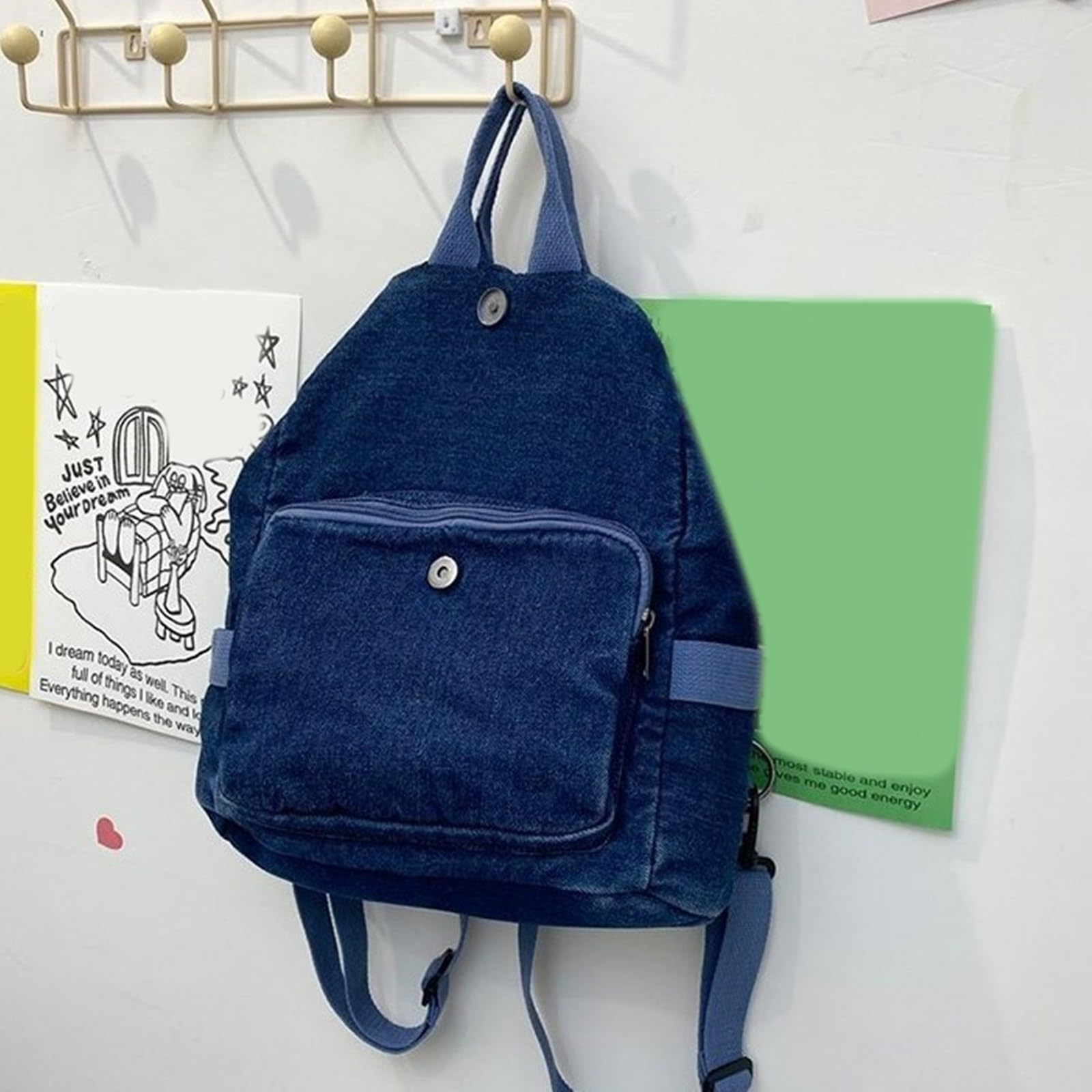 Trendy Denims Zaino per computer portatile per donne uomini borsa da scuola compatta con tasche multiple regolabile Crossbody borsa a tracolla multi scomparto zaino, Azzurro