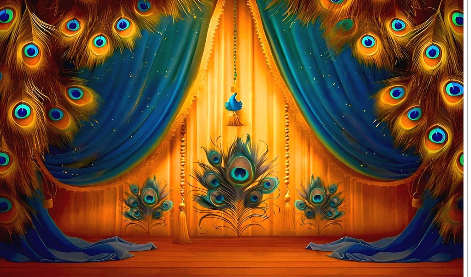 bague Backdrop Cloth for Decoration Peacock Feathers Decoration Design Photo Backdrop Cloth for Background Curtain 8x5 Feet (Peacock Feathers)-image-8