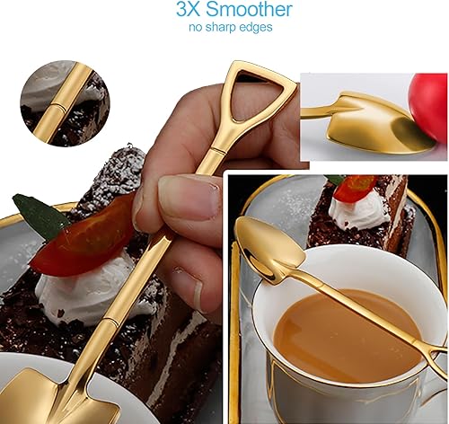 Miniatura 4 de Cucharas pequeñas de café, mini cucharas de té de acero inoxidable, juego de 8, cucharas de café y azúcar, cucharas de café para helado, postre para