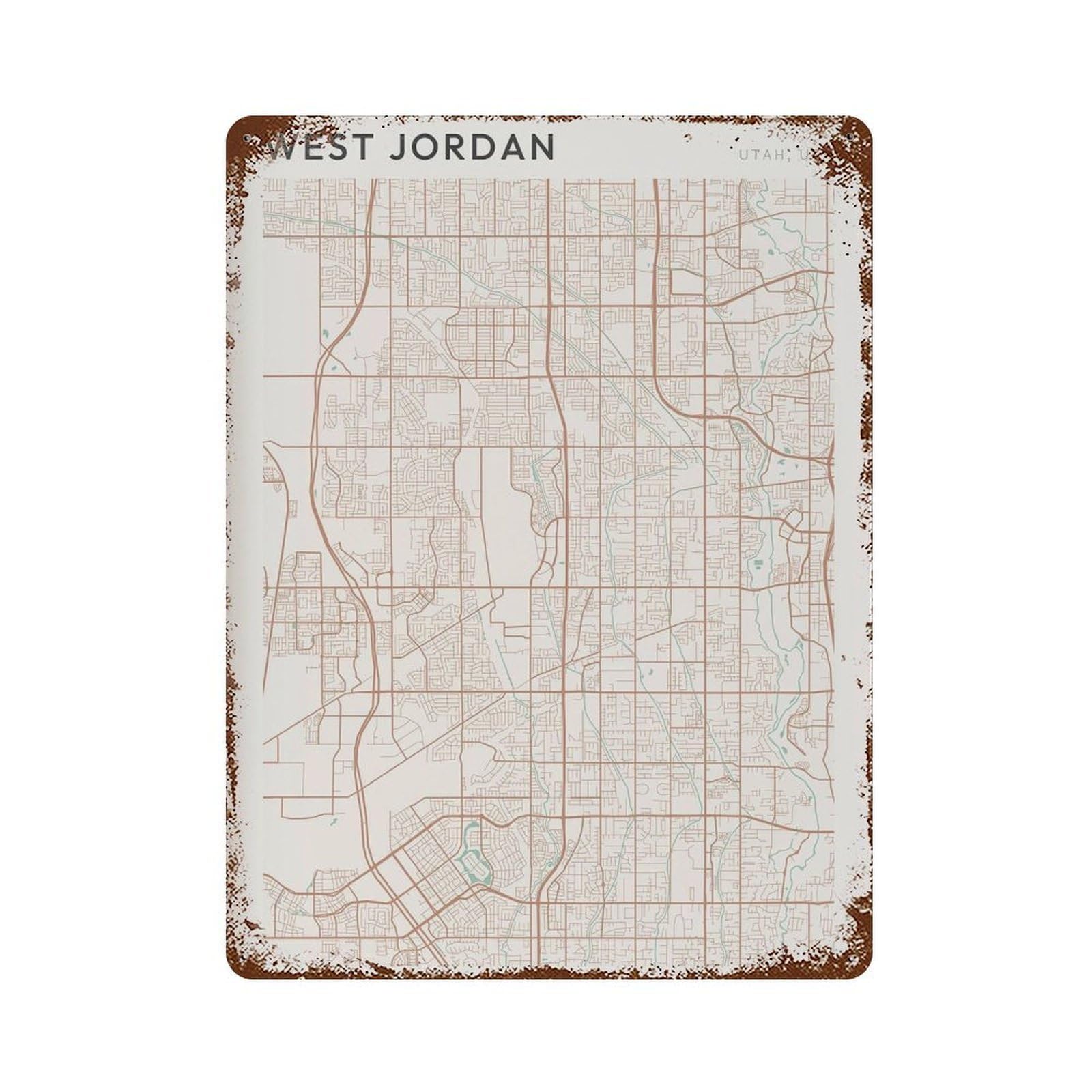 xiaoxiaoshen West Jordan Map Utah Travel Gift Farmhouse Decor Wall Decor Art Metal Tin Poster Modern Home Decor Art Home Bar Shop Decorations Vintage Sign 40x30cm