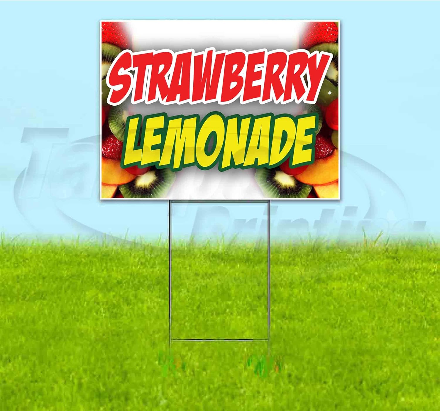 Strawberry Lemonade (18" X 24") Yard Sign, Quantity Discounts, Multi-Packs, Includes Metal Step Stake, Bandit Sign