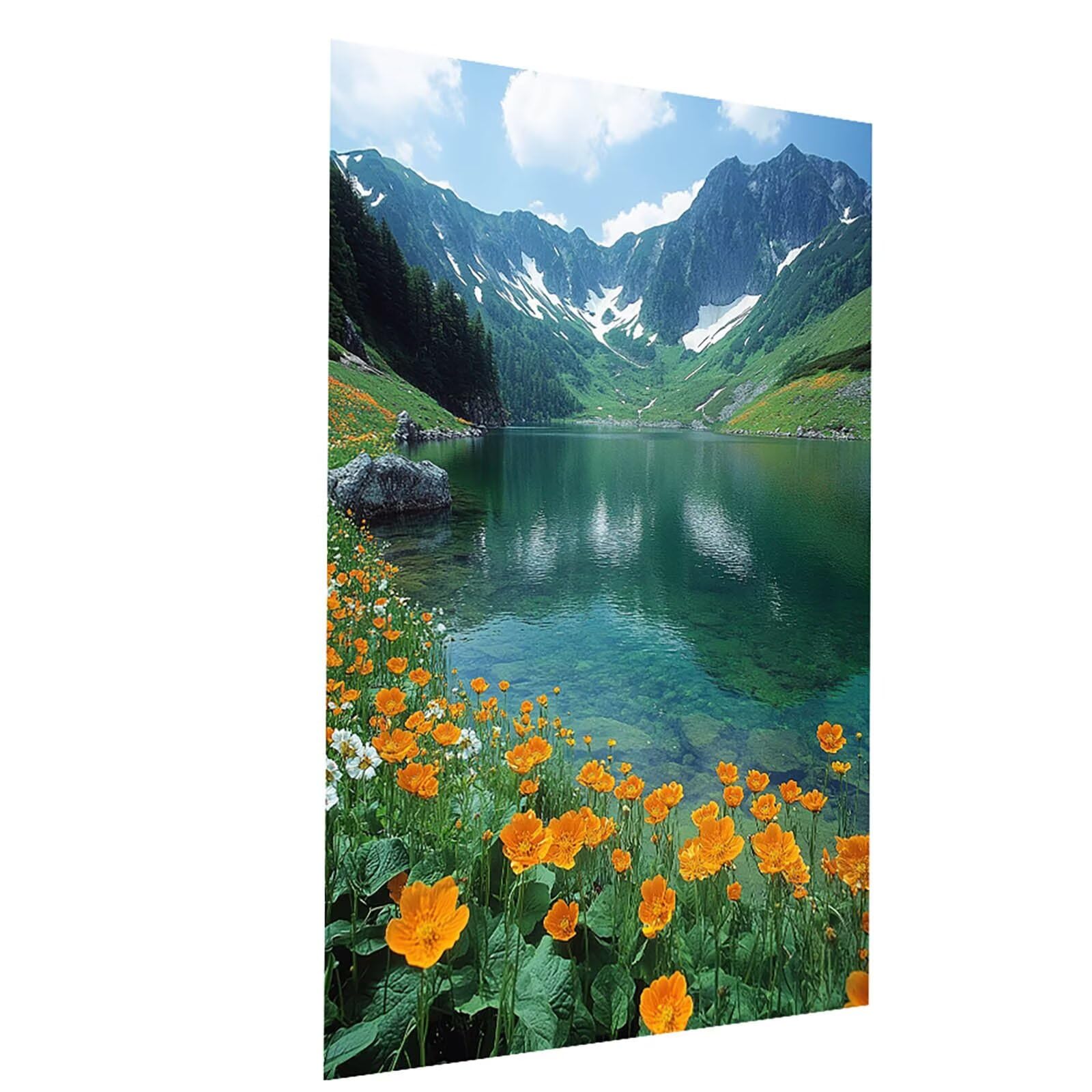 Malowanie po numerach dla dorosłych i dzieci, góry, malowanie po numerach dla dorosłych farbą akrylową i pędzlami, kolorowe płótno do malowania, 40 x 60 cm, materiały plastyczne do dekoracji pokoju