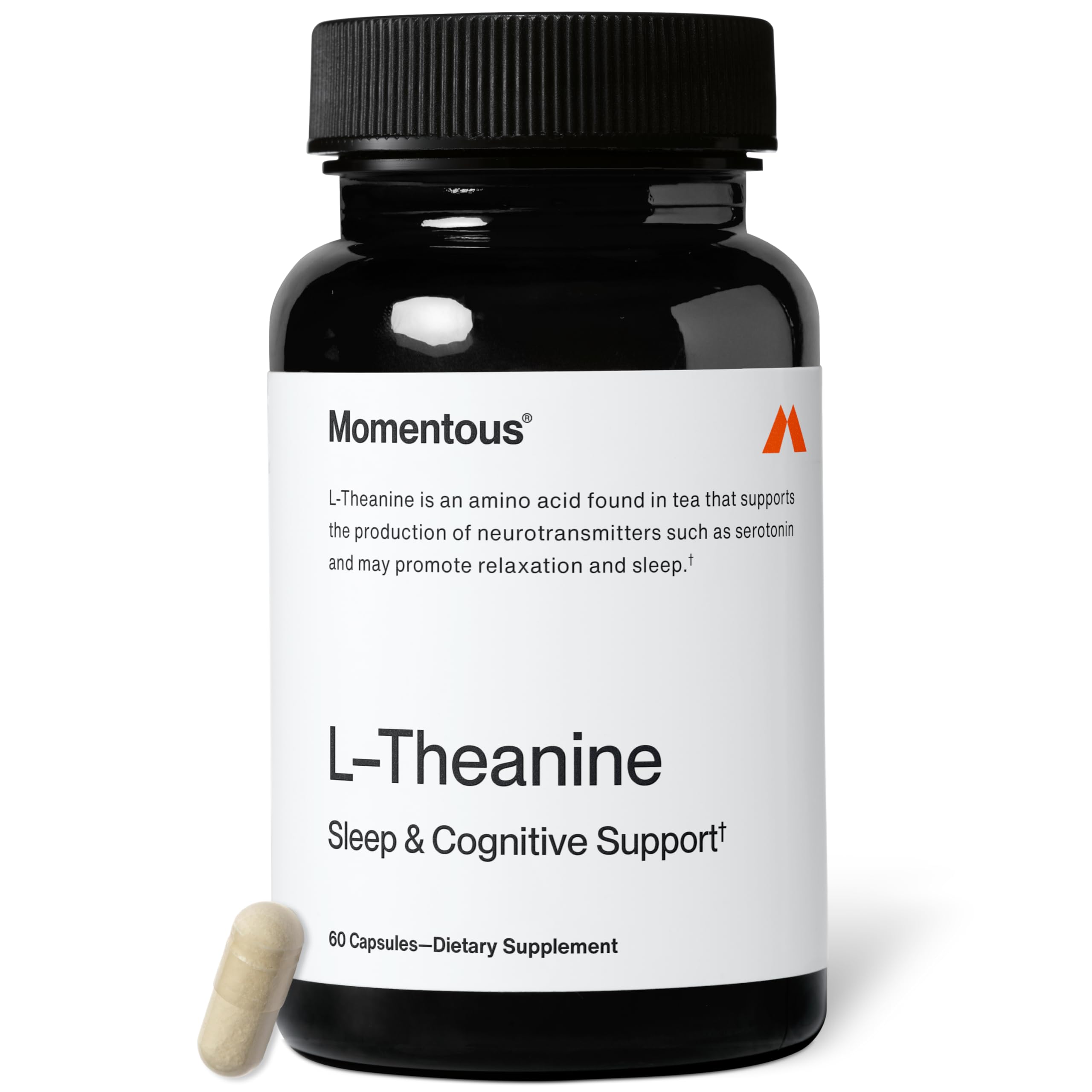 Momentous L-Theanine Supplement - 200 mg Capsules to Promote Relaxation & Focus - NSF Certified for Sport - GMO- & Gluten-Free - 60 Servings