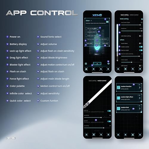 Miniatura 16 de DAMIENSABER Sable de luz de duelo con control de movimiento suave RGB3.0, 16 fuentes de sonido, sable de luz Luke con 16 RGB sólido e infinito