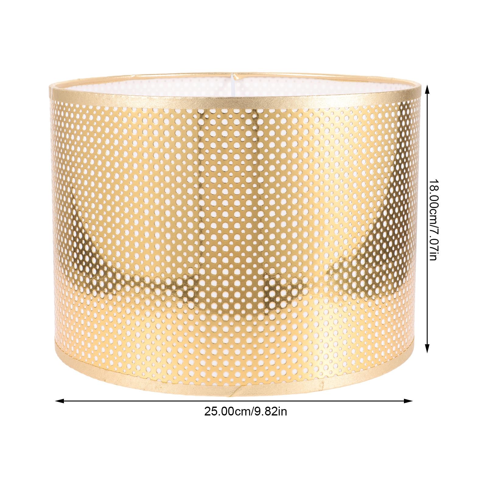 Healeved Paralume a Tamburo Piccolo e Metallo, Paralume Rustico E27 per Lampade da Tavolo da Terra, Diffusore Luce Calda per Soggiorno, Camera da Letto, Hotel e Studio, Diametro 25 Cm X