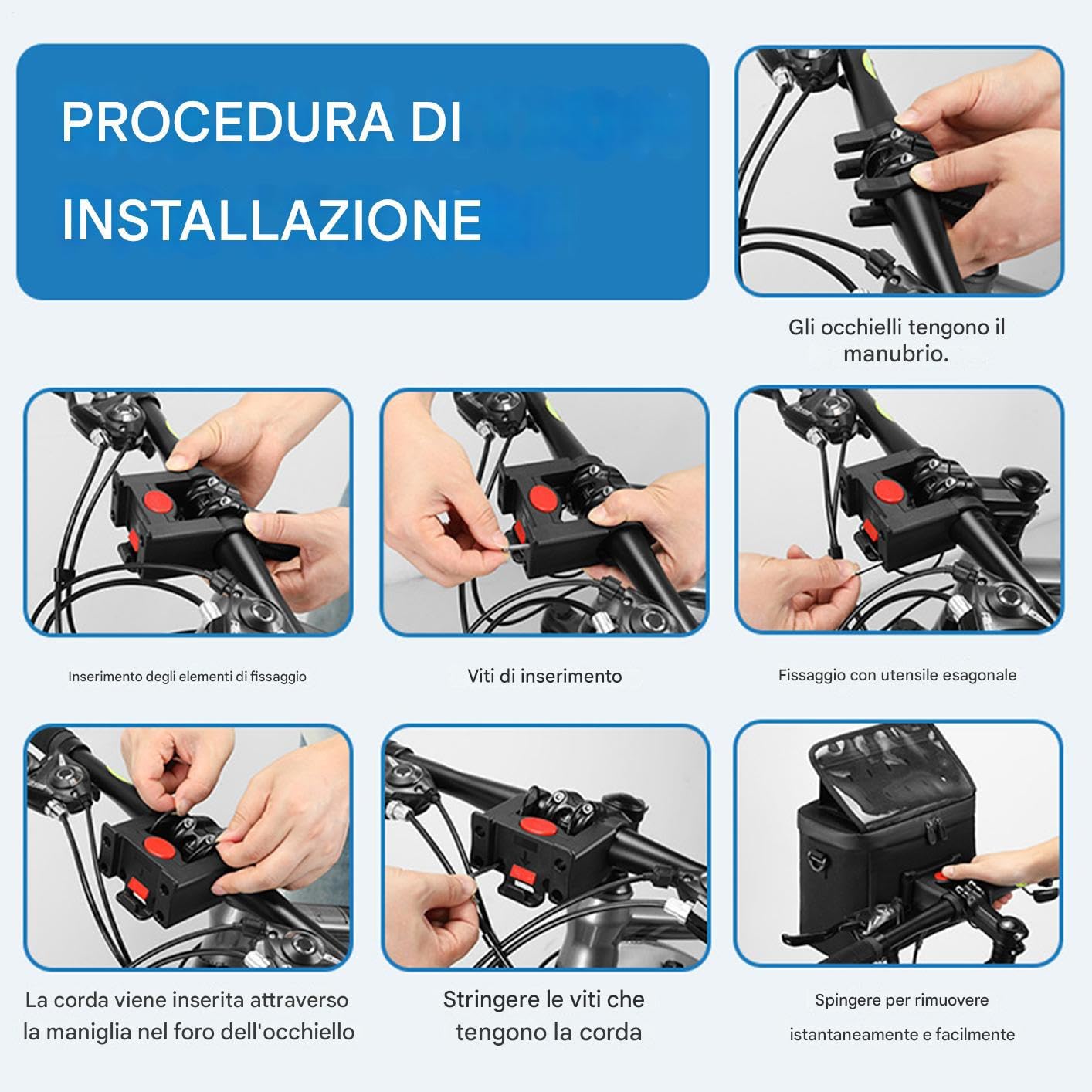 Borsa Da Manubrio Per Bici Leggero Capiente Riutilizzabile Portatile | Borsa Termica Per Manubrio Per Bici Da Strada Pendolarismo Trekking Shopping Picnic Campeggio Spiaggia Monopattino Mountain