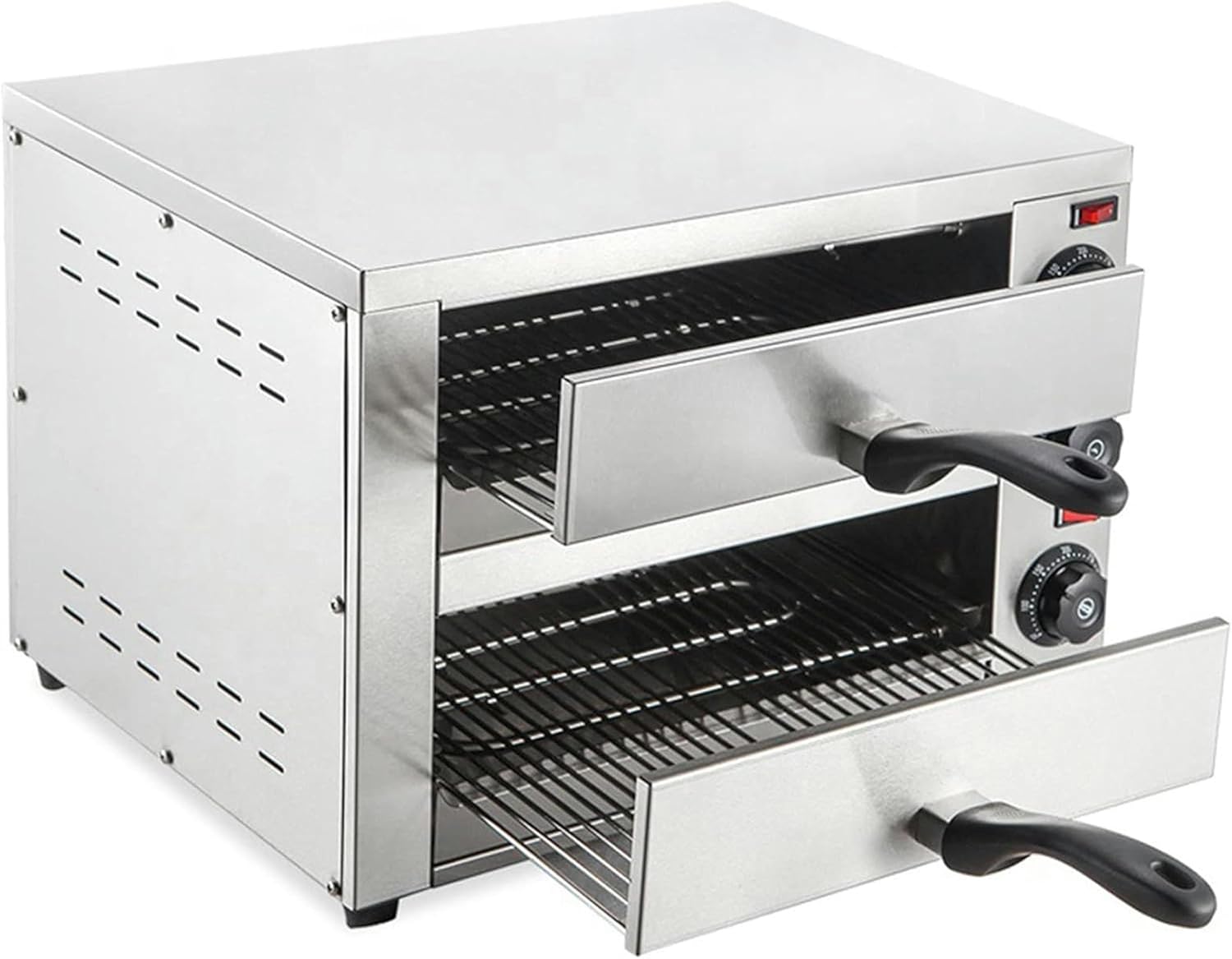 Commercial Pizza Oven, 16 Inches Electric, Double Layer, Countertop, Stainless Steel