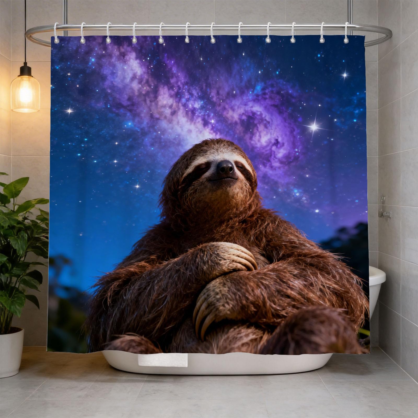Hongduo 3D Sloth Shower Curtain for Stalls Bathtubs Nature Bathroom Decor Shower Curtain Set Polyester Fabric Waterproof 120x180cm/48X71 Inch with Hooks