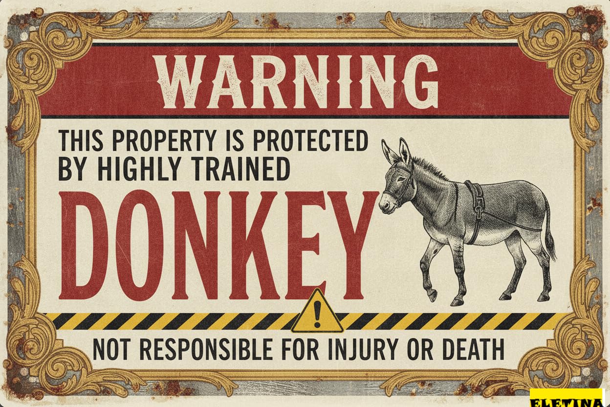Tin Sign for Man Cave Warning This Property Is Protected By A Highly Trained Donkey Tin S Yard Funny Yard S 8x12in Private Decorative