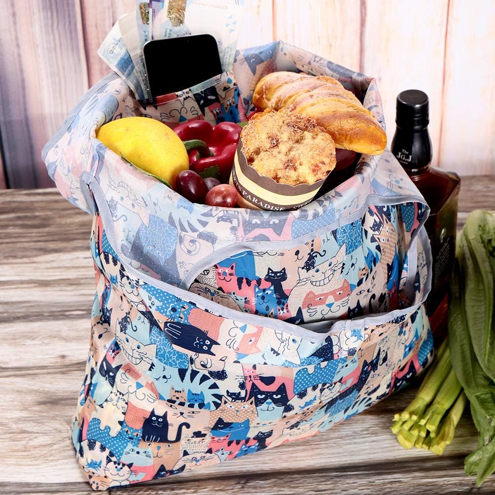 Reusable Grocery Bags, TEOYALL 6 Pack Eco Friendly Medium Foldable Grocery Tote Bag Heavy Duty Washable Shopping Bags (6 Pack#6 M)
