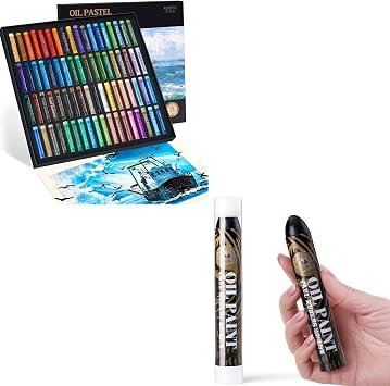 Paul Rubens Oil Pastels للفنانين ، 72 ألوان المناظر الطبيعية Artist Soft Oil Pastel Set 60g Extra Large Black Oil Pastels Set Pack of 2