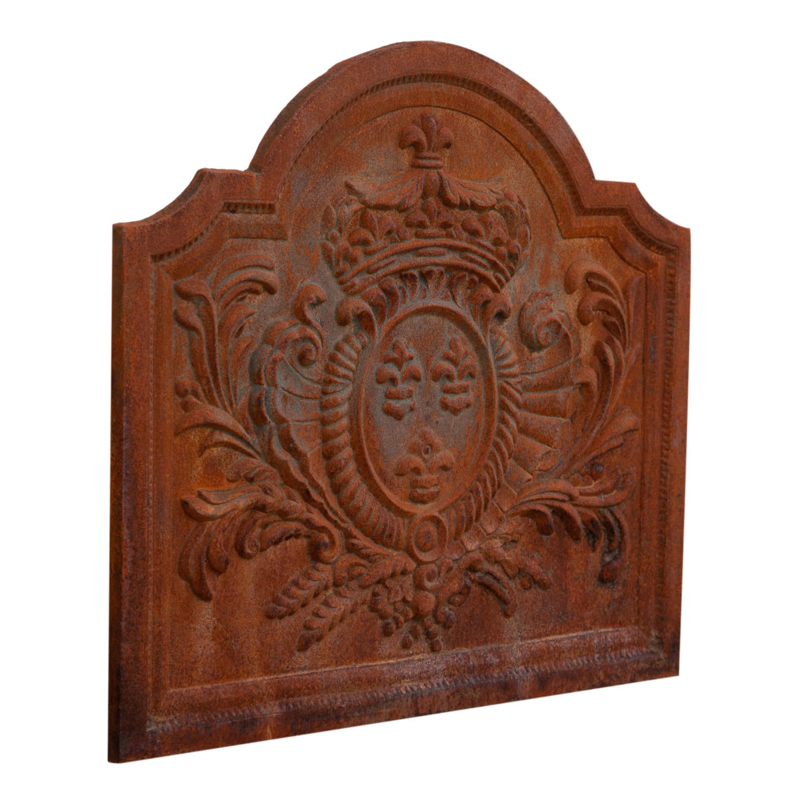 Biscottini Óxido Frontón Con Escudo 47X2x46 Cm | Placa Para Chimenea Funcional Y Decorativa | Frontón De Chimenea De Hierro Fundido