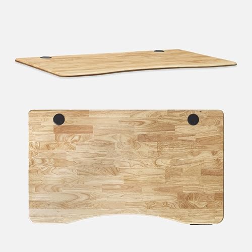 mopio Escritorio eléctrico de pie de madera maciza de ley con altura ajustable, estación de trabajo de escritorio para sentarse, 3 ajustes de