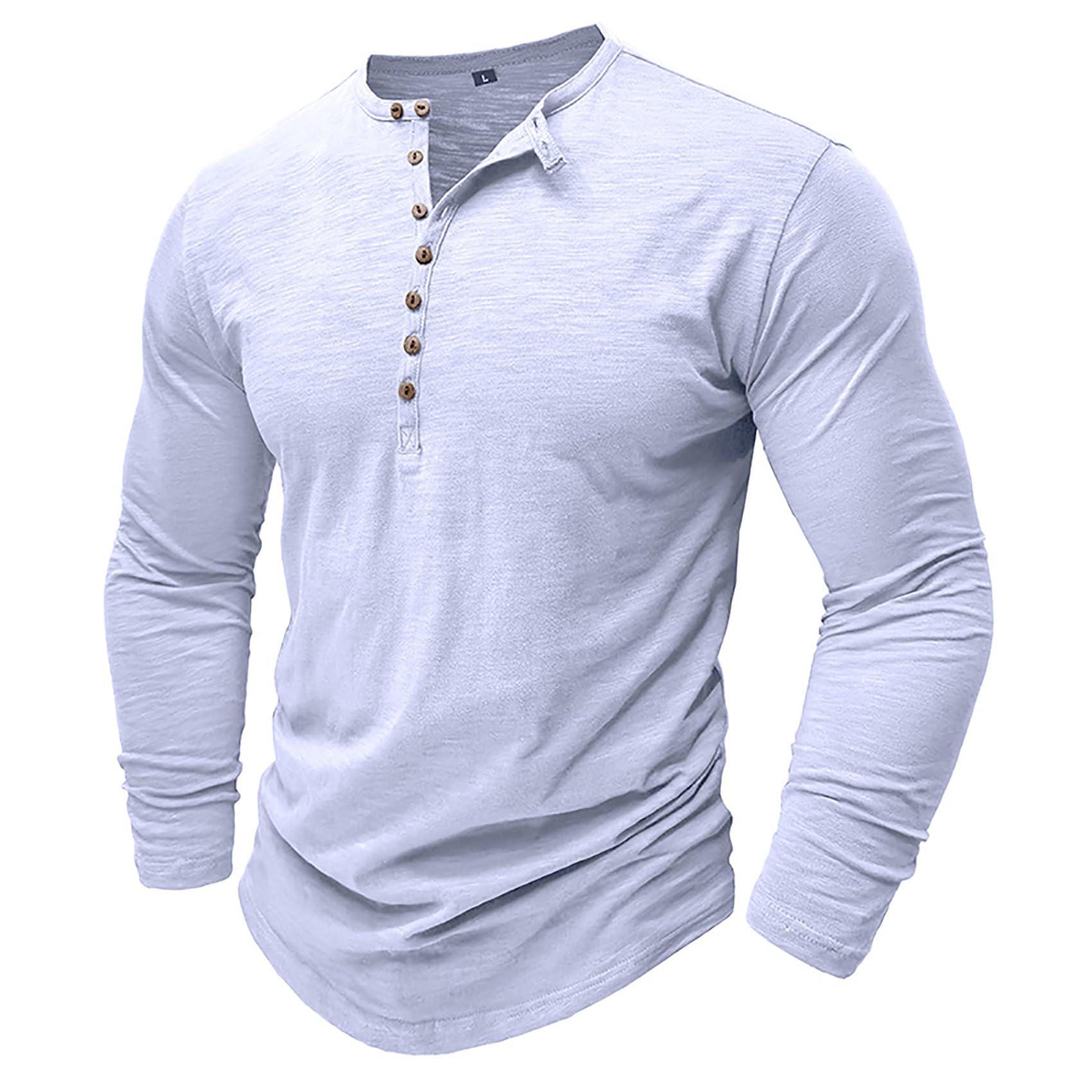 Plilima Maglietta da Uomo Manica Lunghe Casuale Henley Tshirt Uomo Cotone t Shirt Vintage Uomo