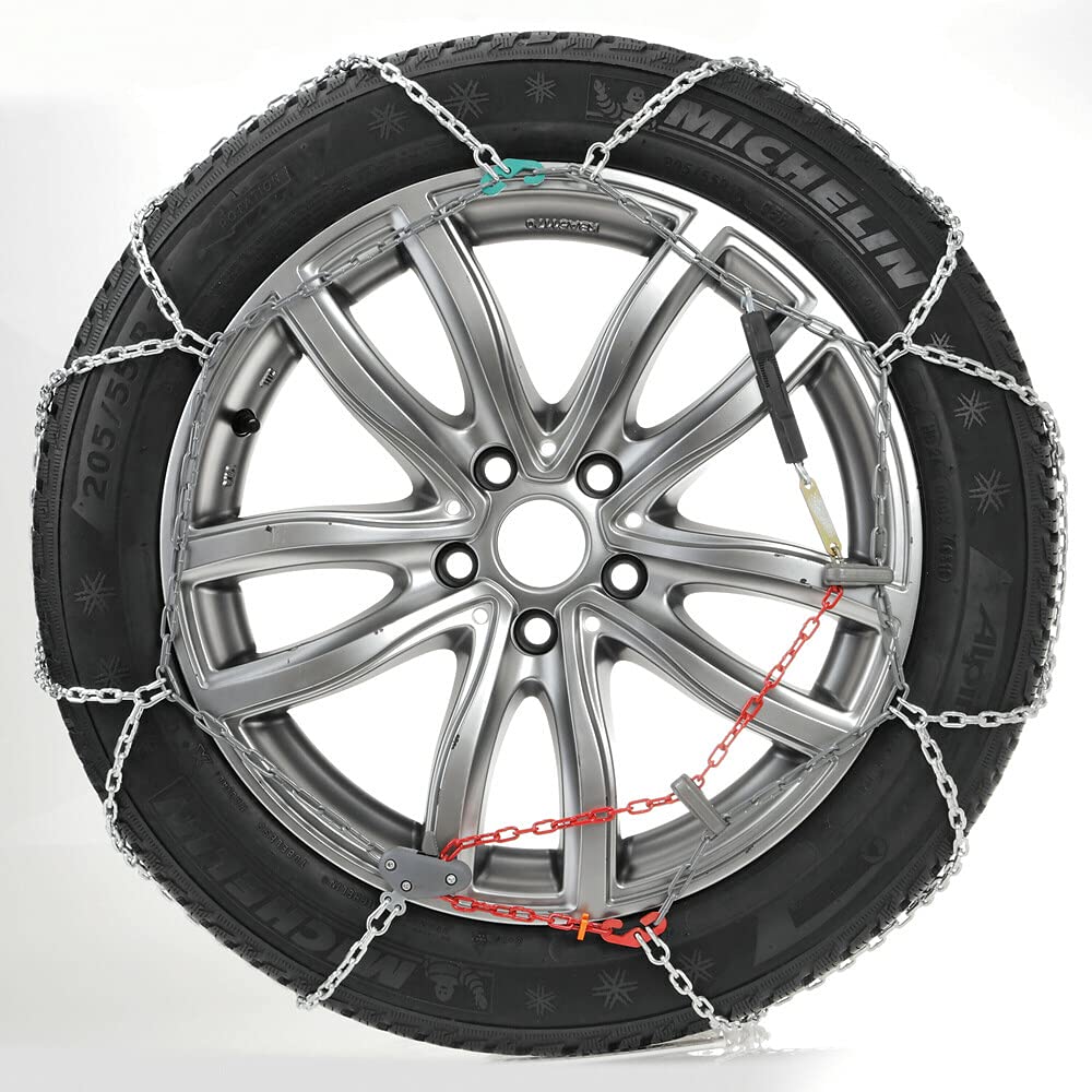 CATENA DA NEVE PER AUTO RUOTA 145/65 15" CERCHIO 15" COPPIA DI CATENE PER PNEUMATICI AUTO MAGLIA 9MM OMOLOGATE SU STRADA GHIACCIO CAVO IN ACCIAIO ANTIRUGGINE