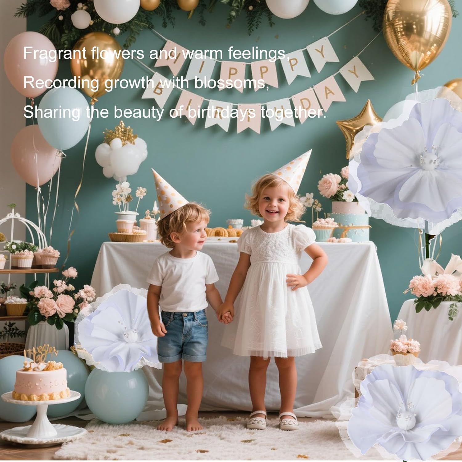 Giant Flowers for Decoration with Stand,Large Flowers for Decoration,Giant Flower(White), Flores Gigantes para Decoracion, Big Petal Flowers