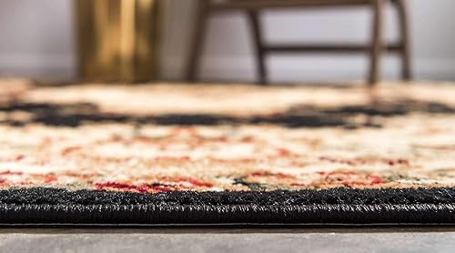 Miniatura 4 de Unique Loom - Alfombra clásica tradicional, colección Versalles, Polipropileno, NegroMarfil