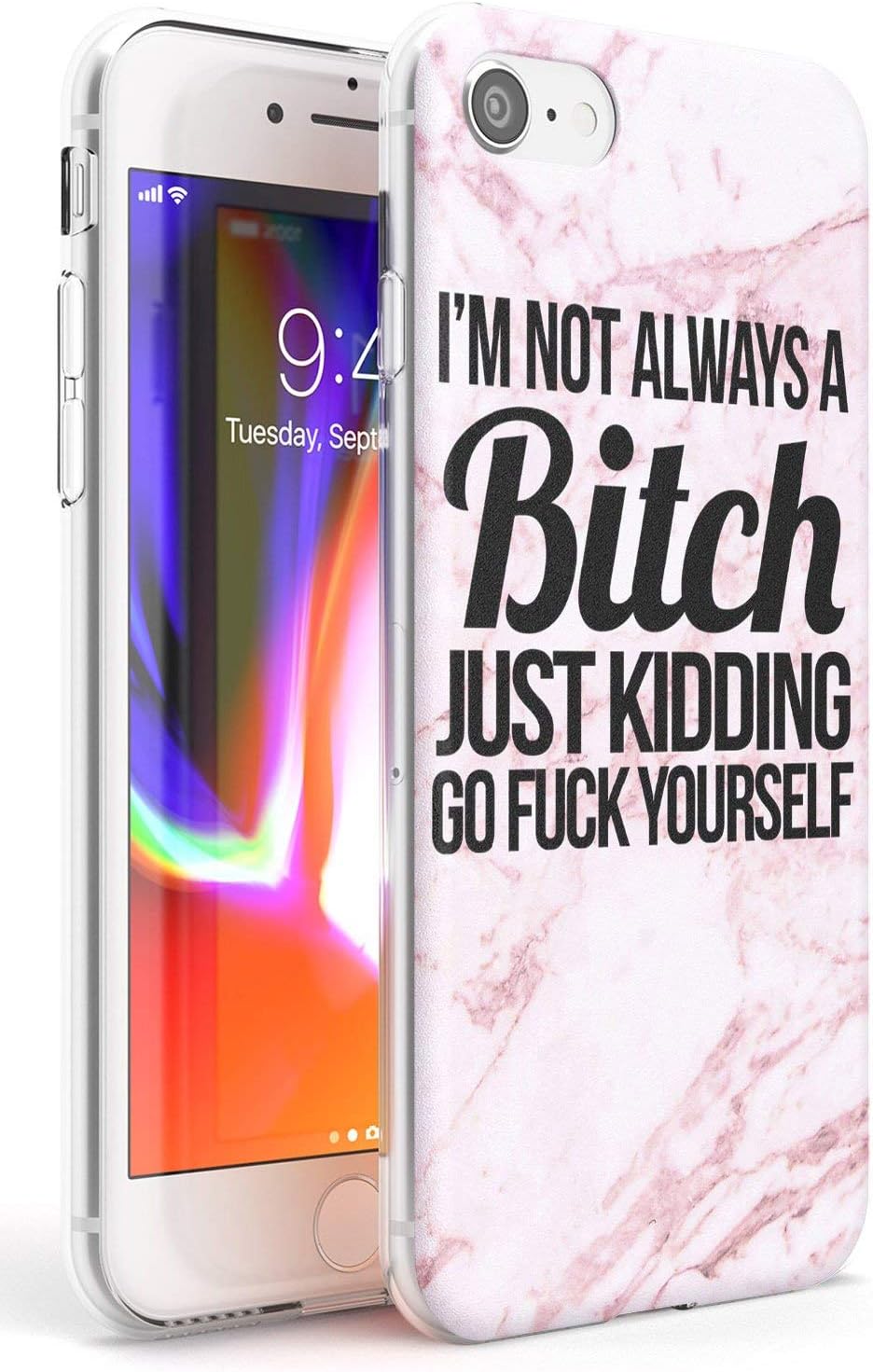 No Desire To Fit In Phone Case for iPhone 7 / for iPhone 8 | Clear Ultra Slim Lightweight Gel Silicone TPU Protective Cover | Quote Funny Marble Sarcasm Diva